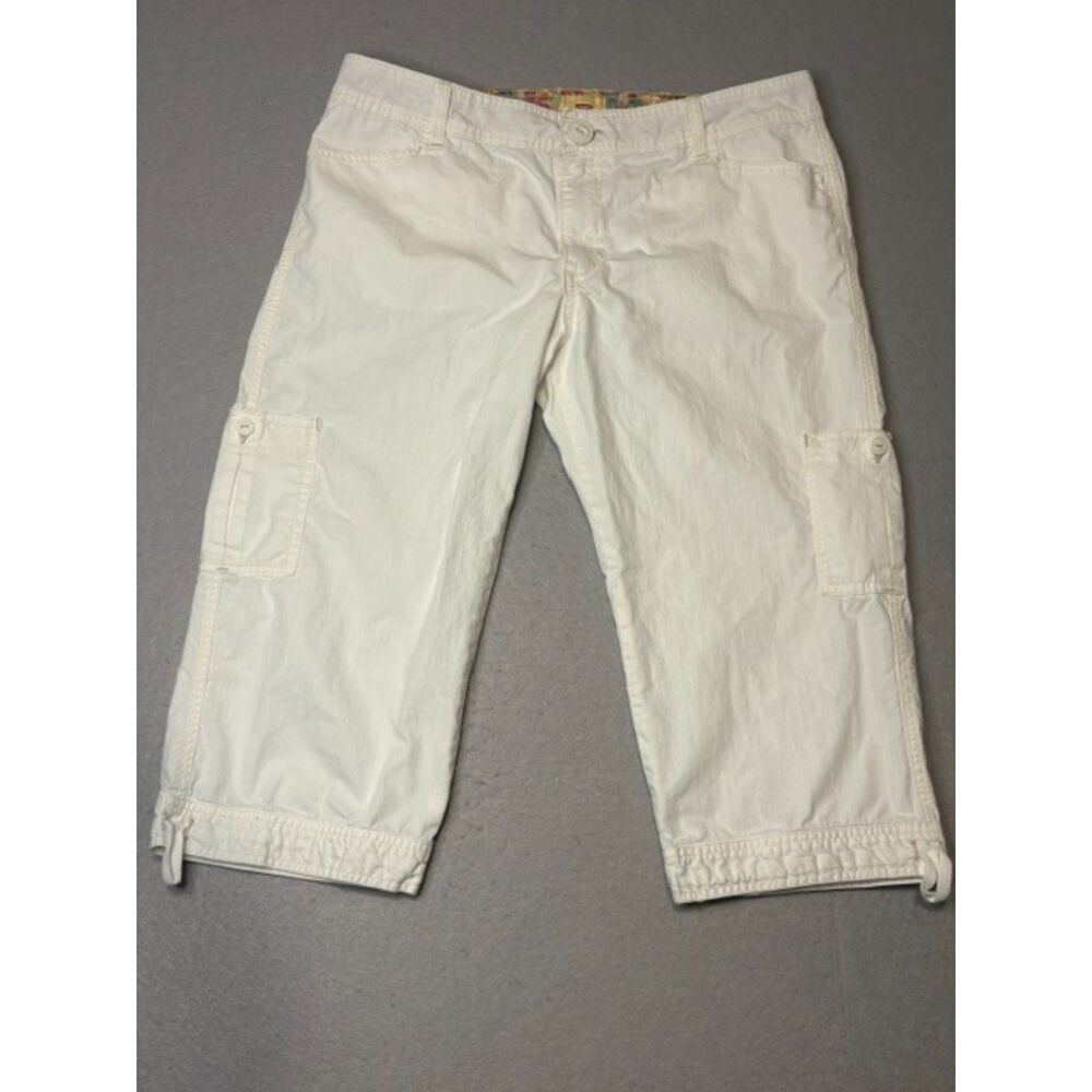 Vintage Levis Tab Twill White Cargo Capris Womens Size 14 100% Cotton Y2K